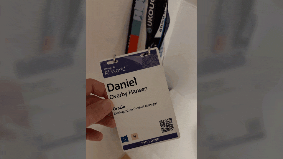 Putting my lanyard on the wall of fame